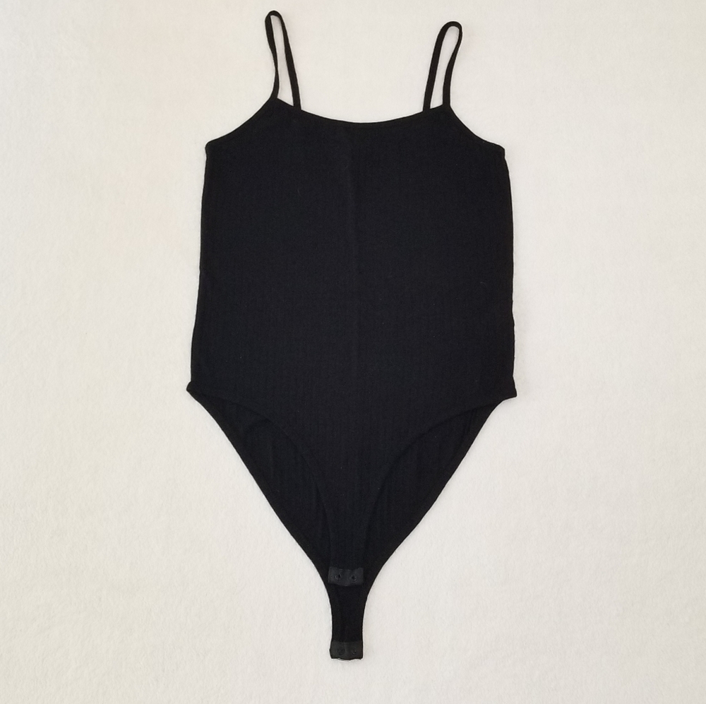 Medium Black Ribbed Cami Bodysuit